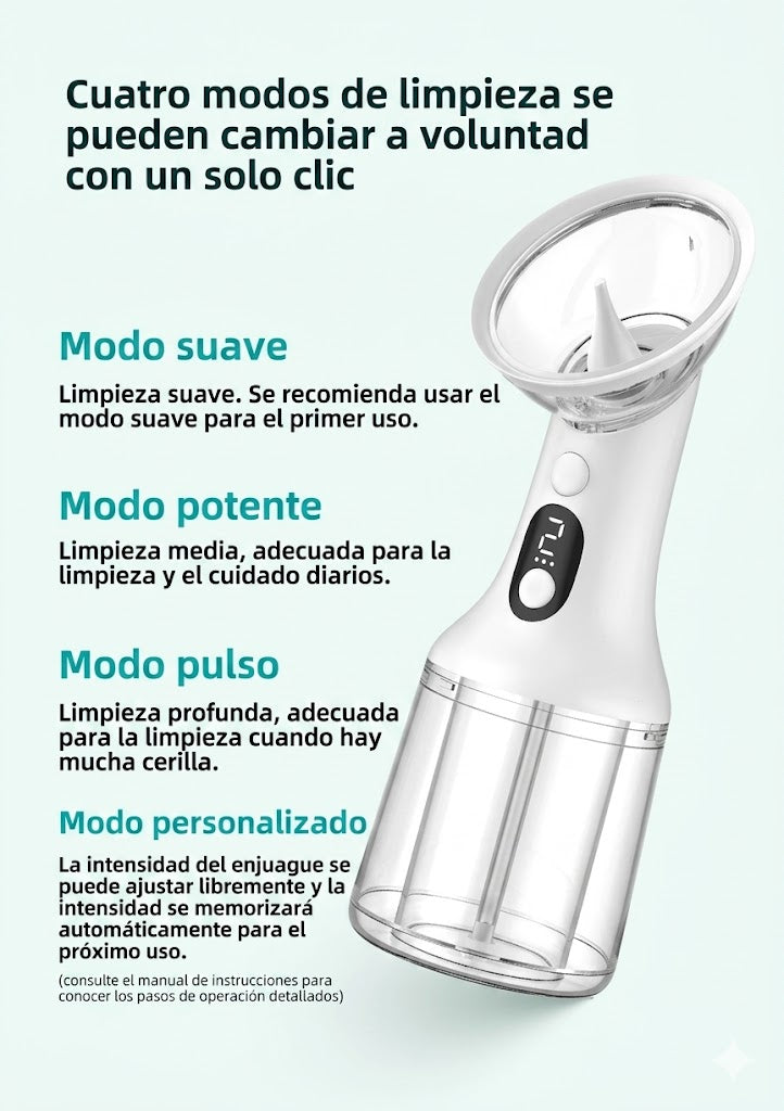Limpiador de Oídos Eléctrico con Agua | Removedor de Cerilla Seguro para Adultos